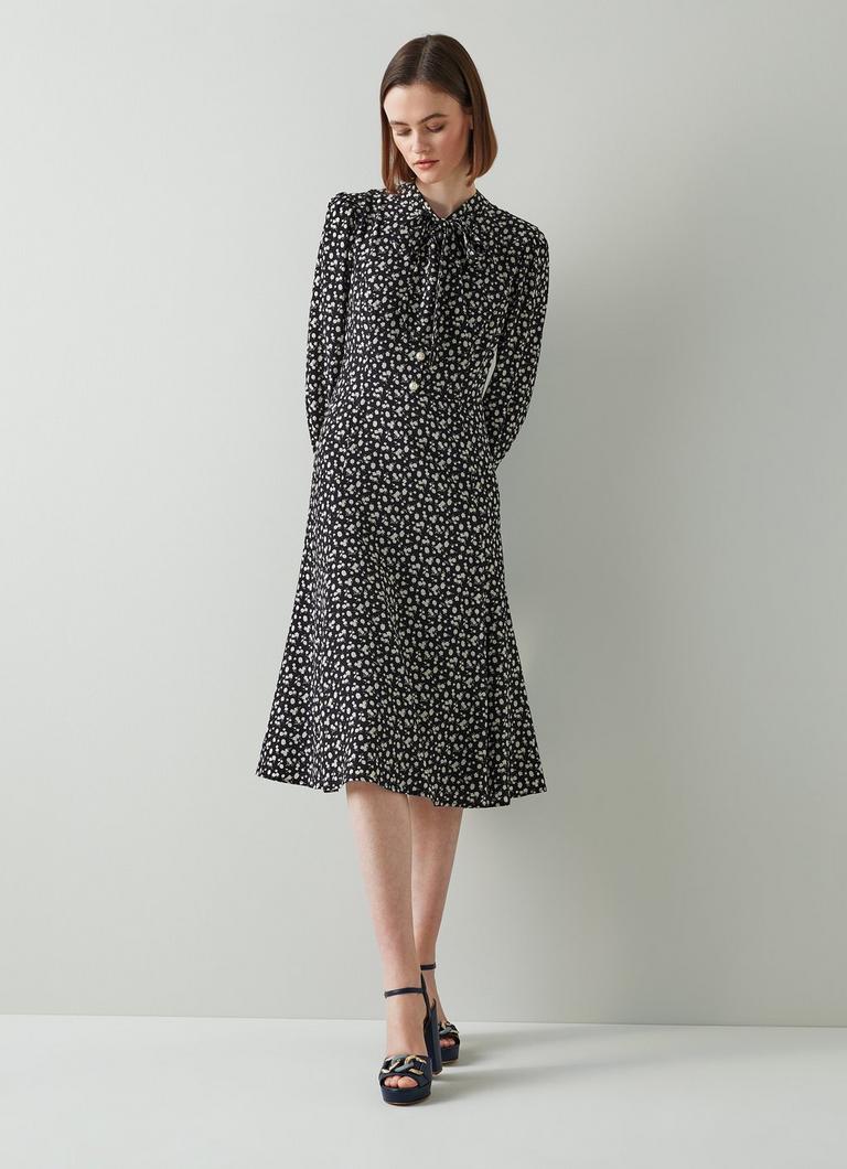 Lk bennett black and white dress sale