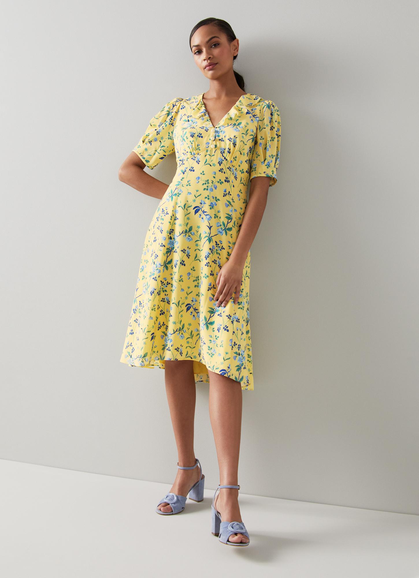 yellow apple print dress