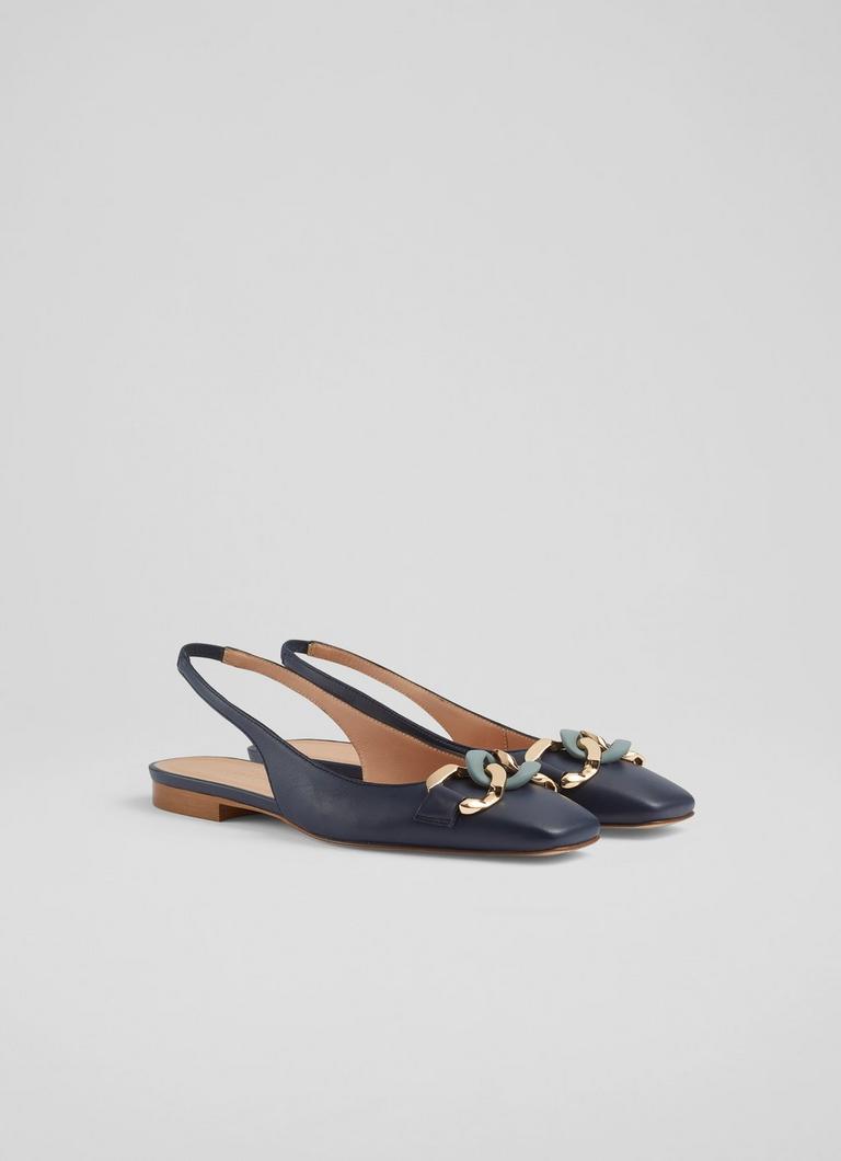 Navy blue online slingback flats