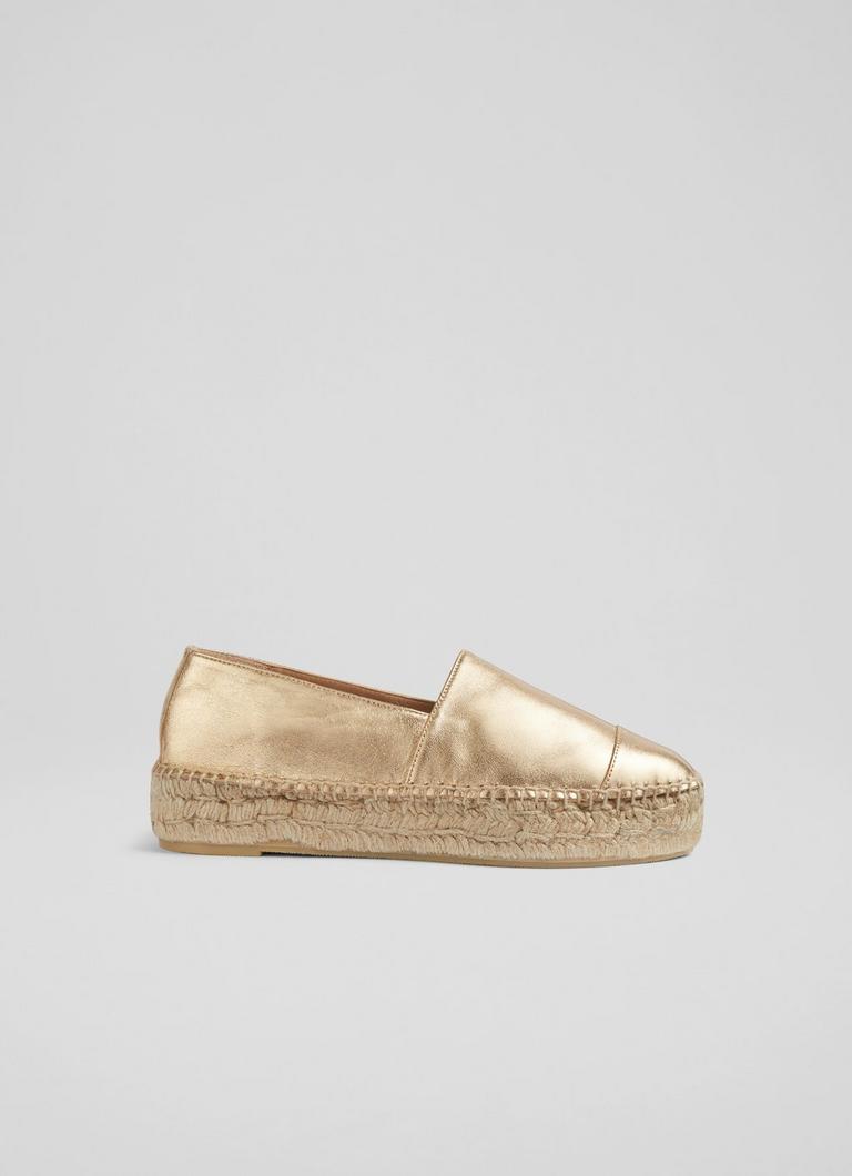 Talia Gold Leather Flatform Espadrilles The Archive Sale