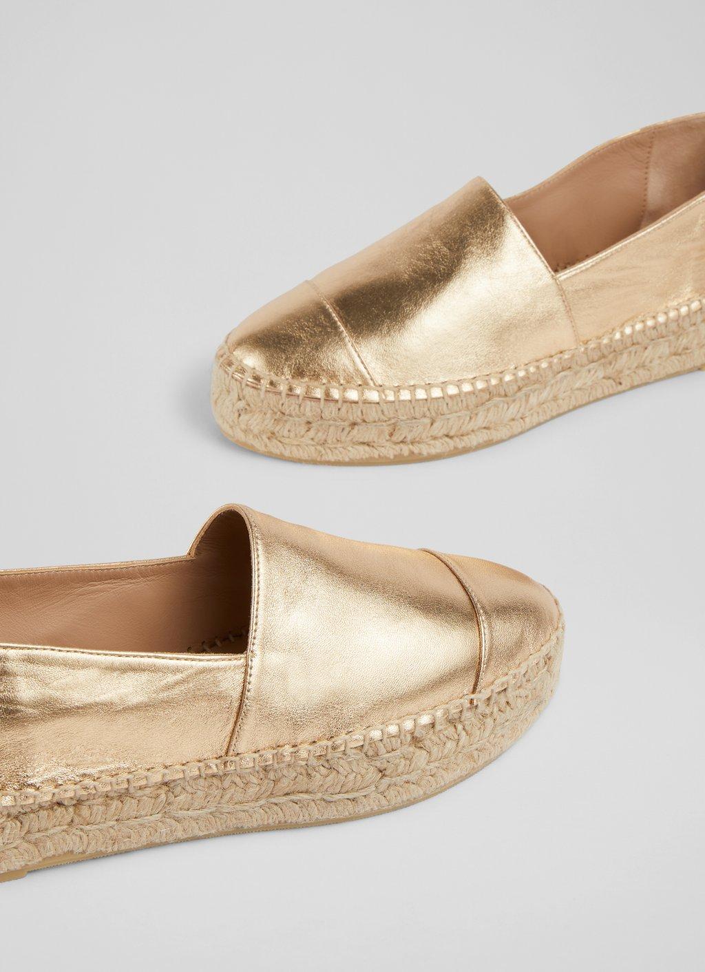 Talia Gold Leather Flatform Espadrilles | Sale | L.K.Bennett, London