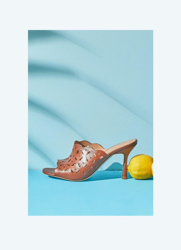 Perforated hot sale leather mules