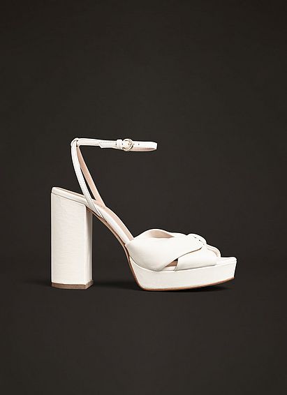 Amanda Cream Leather Platform Sandals White, White