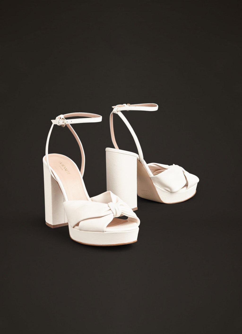 cream strappy platform sandals