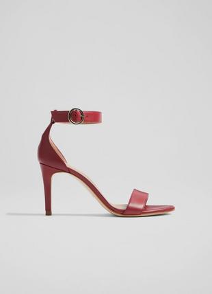 Ivy Red Leather Single Strap Sandals