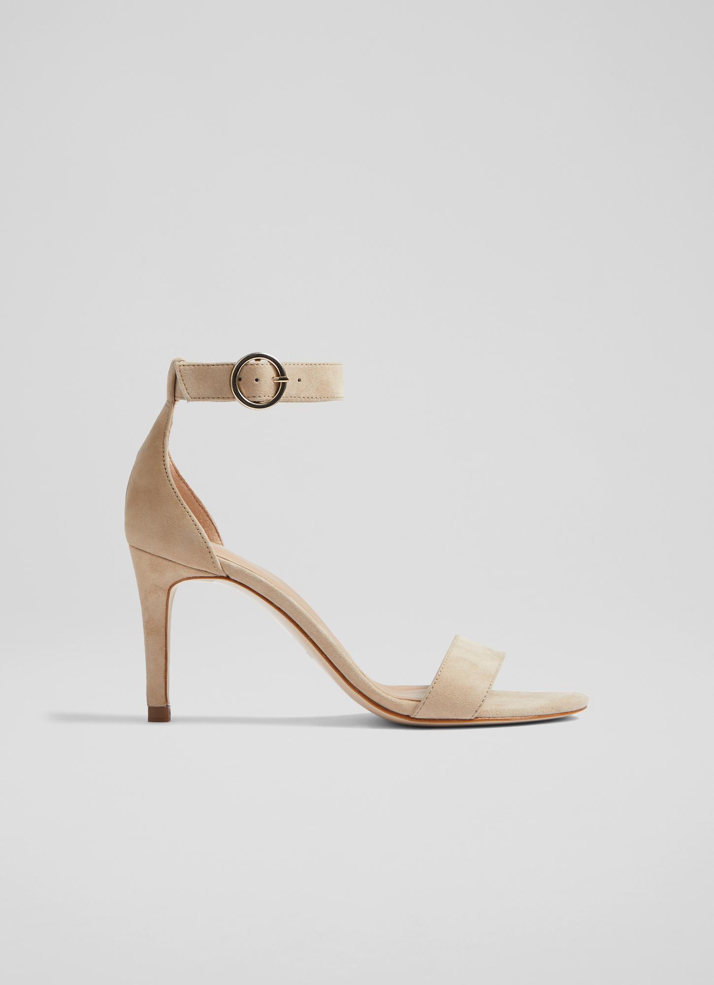 Ivy Beige Suede Heeled Sandals