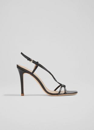 Nyla Black Leather Plaited Strappy Sandals