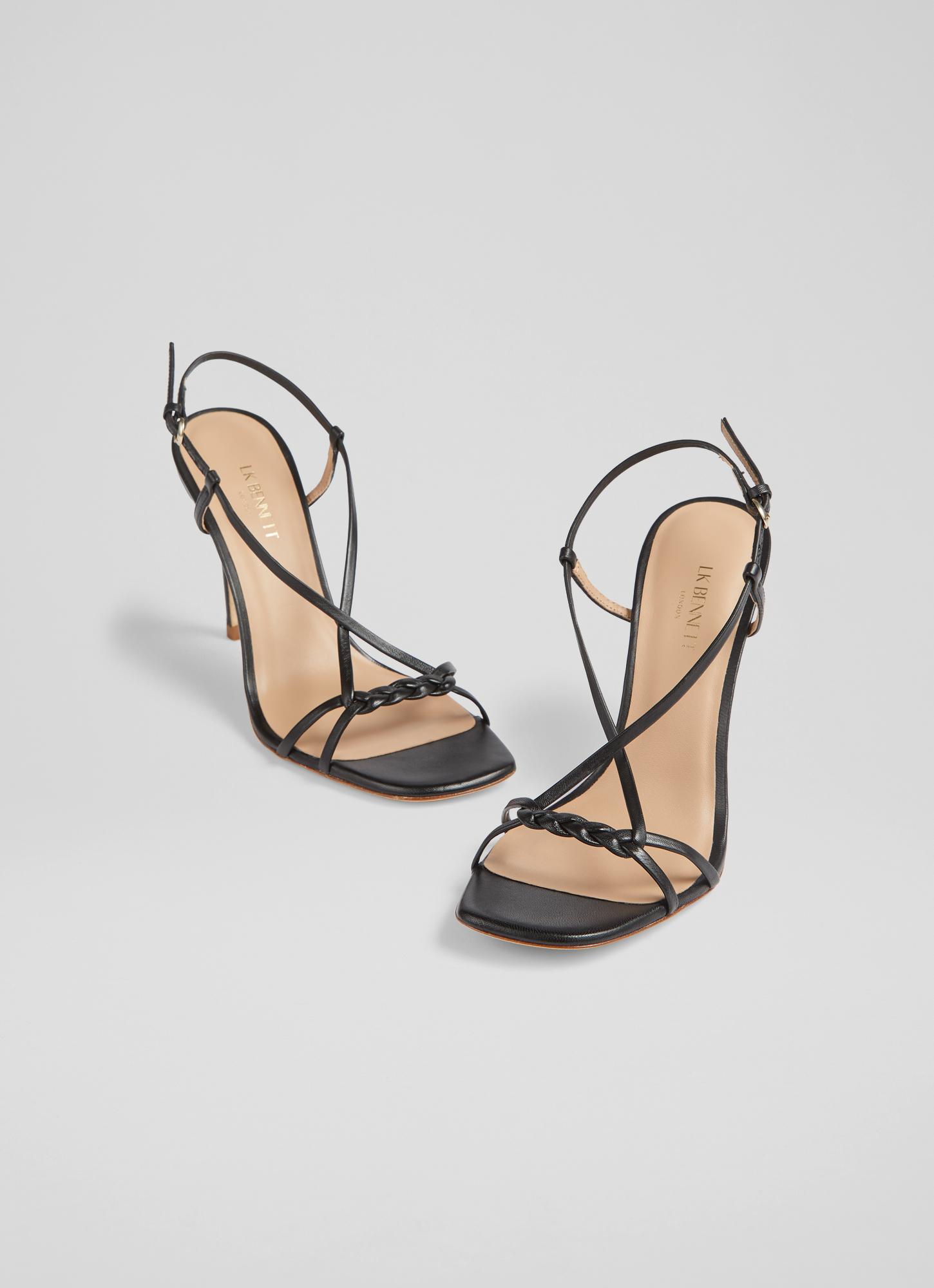 Nyla Black Leather Plaited Strappy Sandals | The Archive Sale