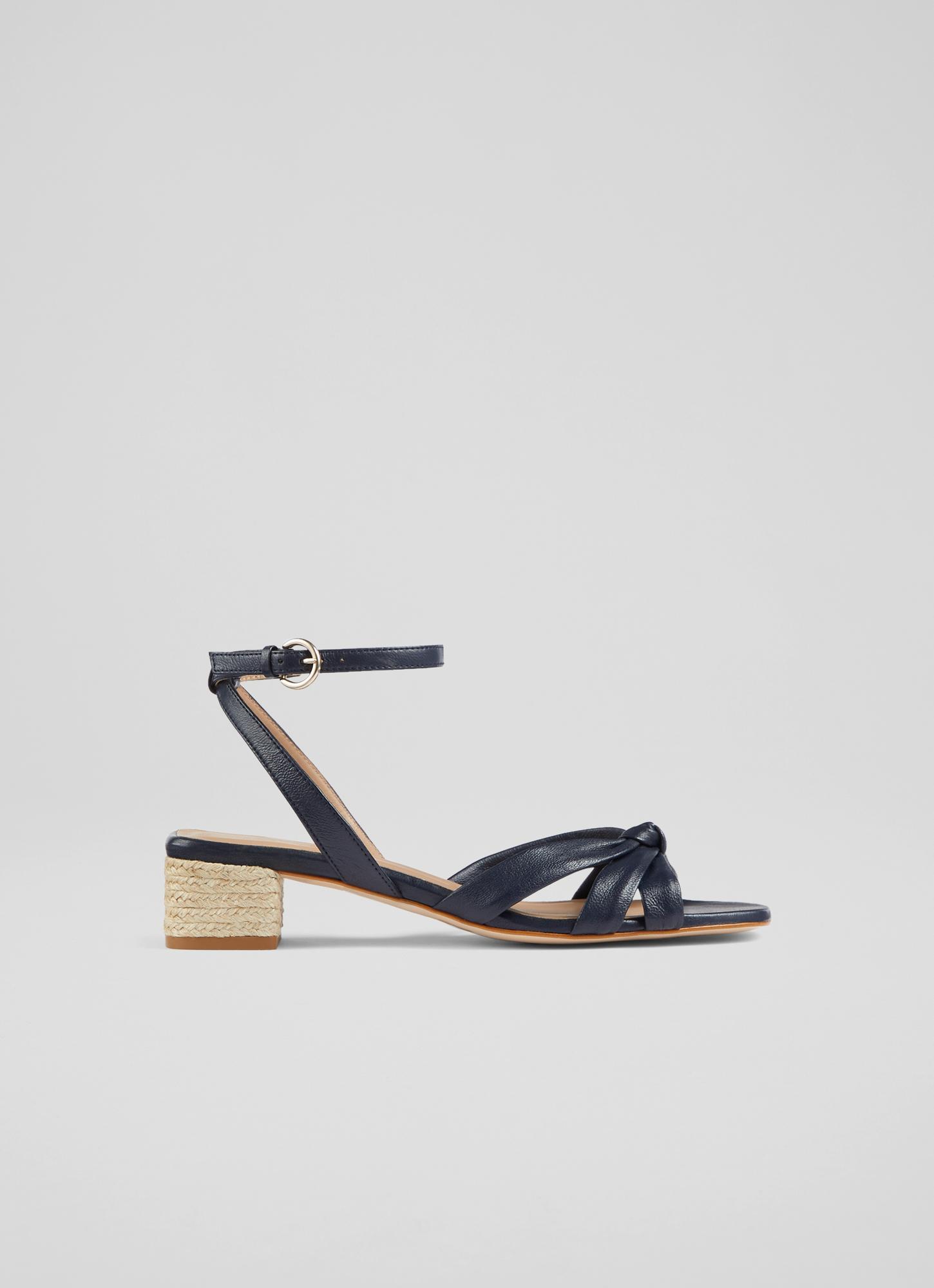 Peyton Navy Leather Espadrille Heel Strappy Sandals | Sale | Collections |  L.K.Bennett, London