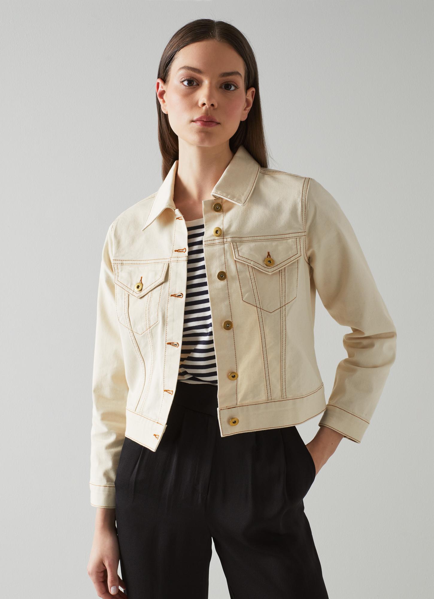 cream denim jacket womens