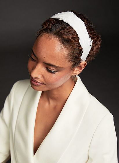 Kiara Ivory Feather Headband, Ivory