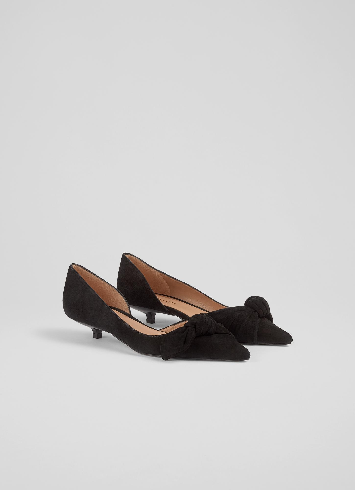 black suede bow shoes