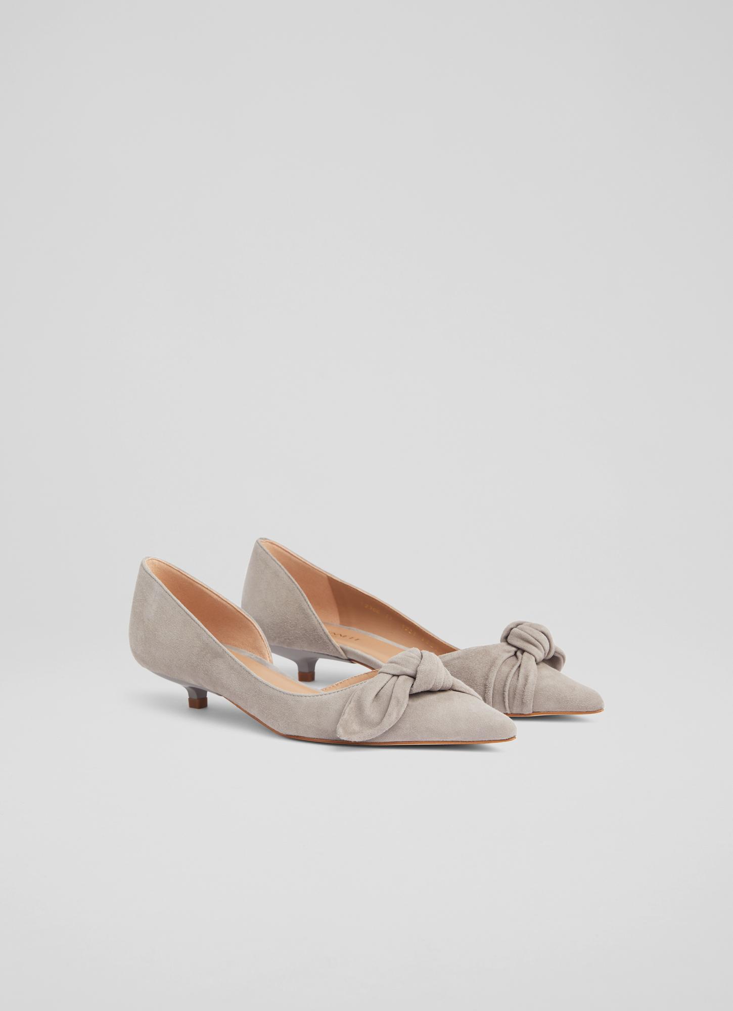 pale grey suede court shoes