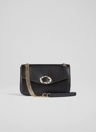 Charlie Black Leather Envelope Shoulder Bag