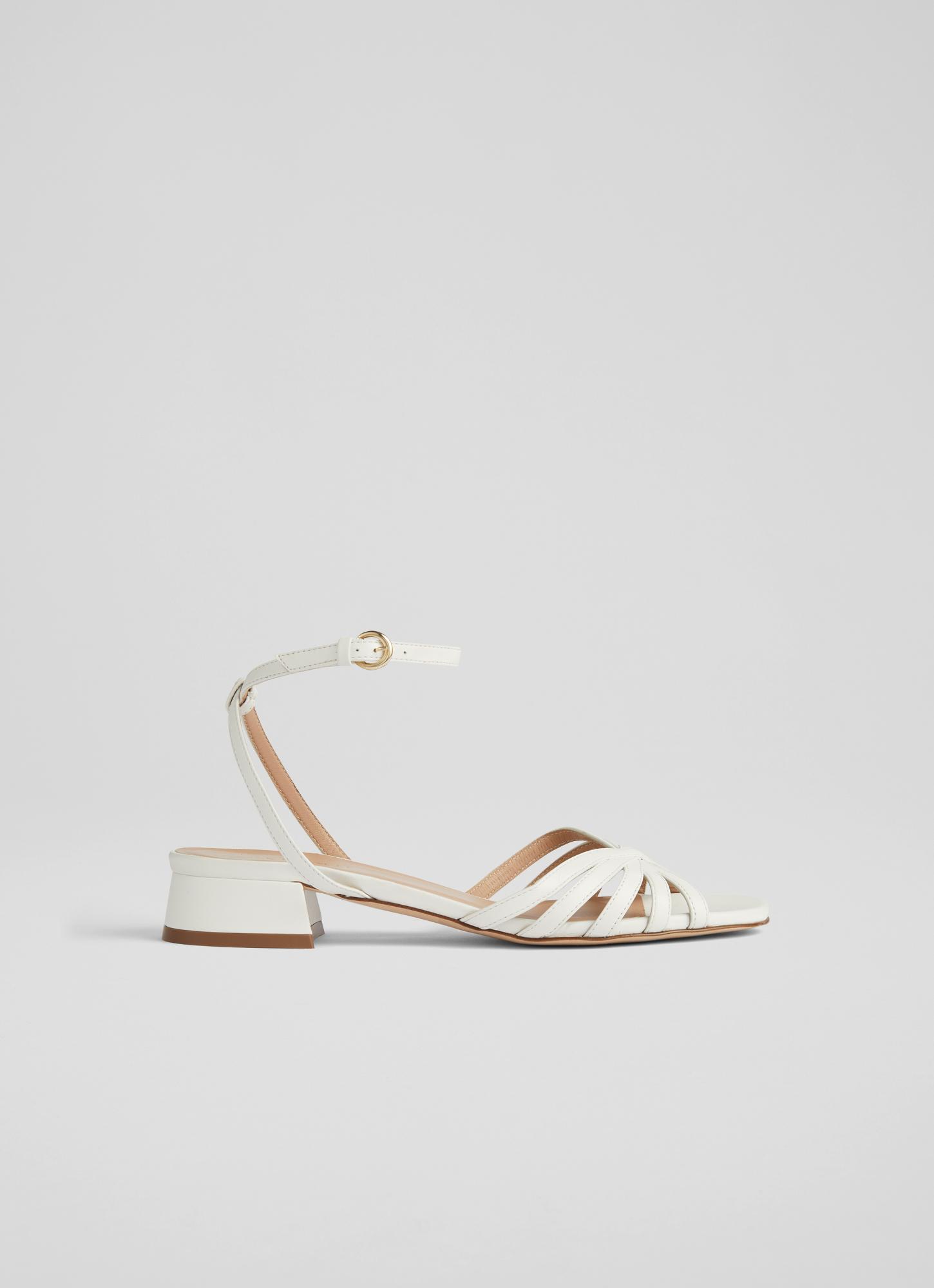 Aleah White Leather Strappy Sandals