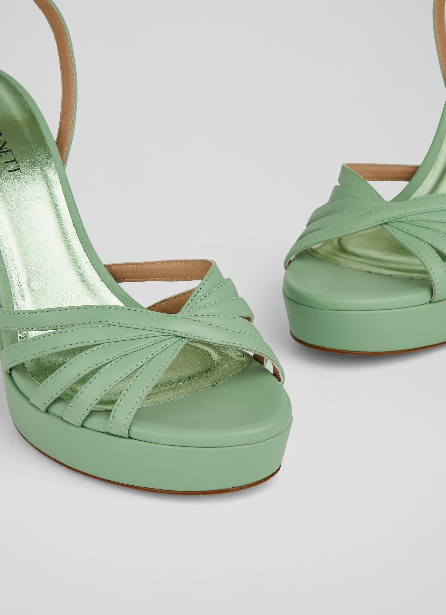 Attie Green Leather Strappy Platform Sandals The Archive Sale
