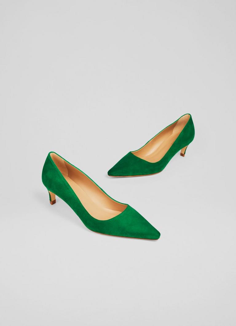 Green kitten heel shoes top uk