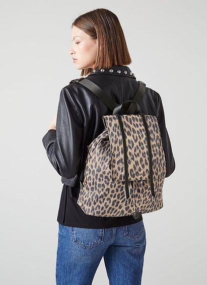 Billie Leopard Print Nylon Backpack, Leopard