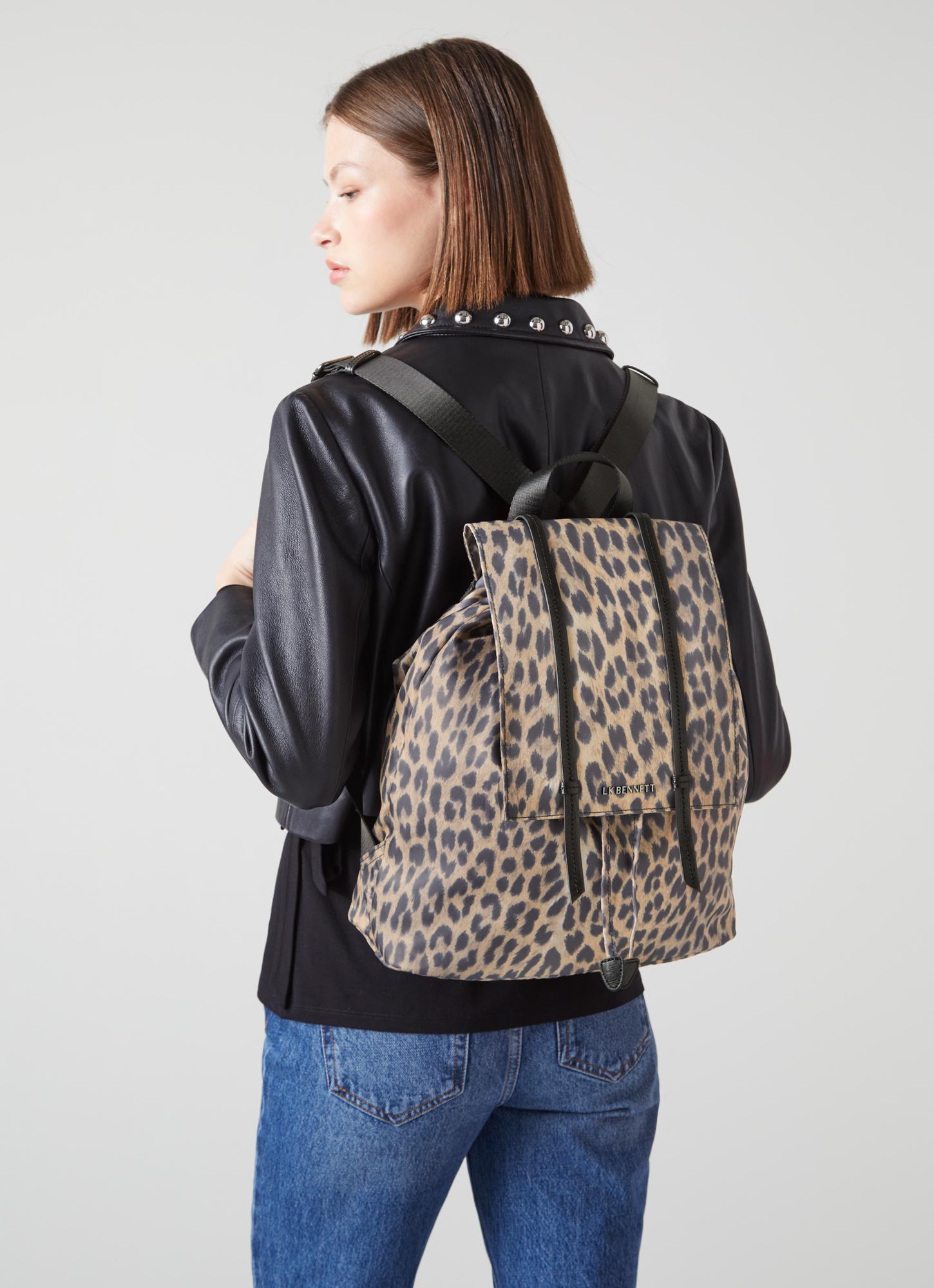 L.K.Bennett Billie Leopard Print Nylon Backpack, Leopard