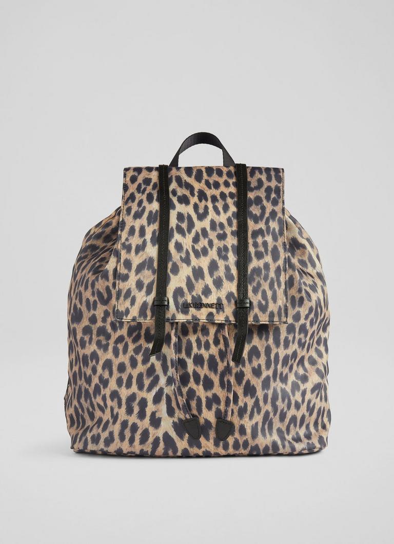 Billie Leopard Print Nylon Backpack Sale Collections L.K
