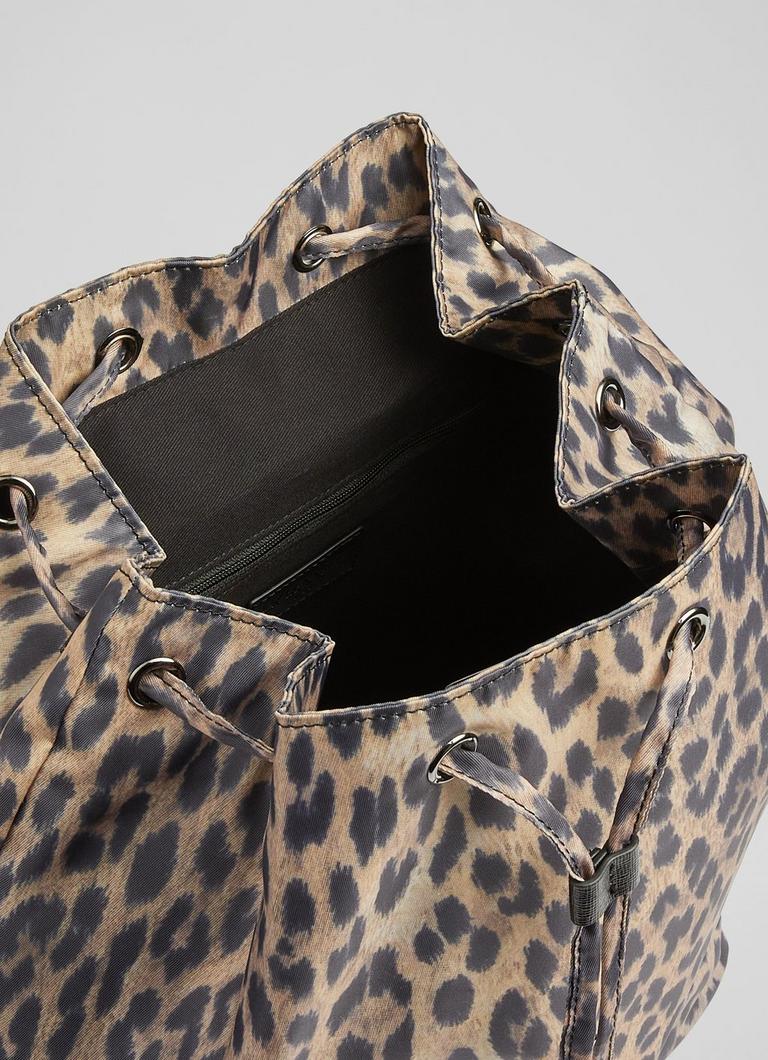 Leopard print drawstring sales bag
