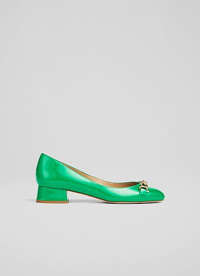 Blakely Green Patent Snaffle Pumps Emerald, Emerald