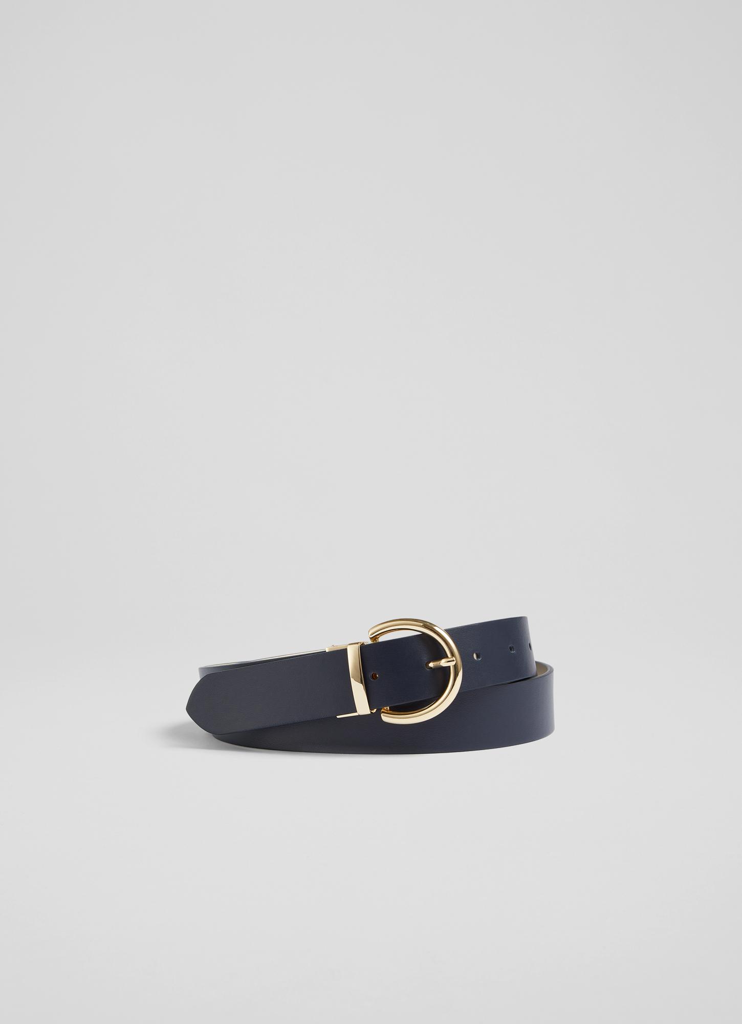 Odette Navy and Cream Leather Reversible Belt Belts