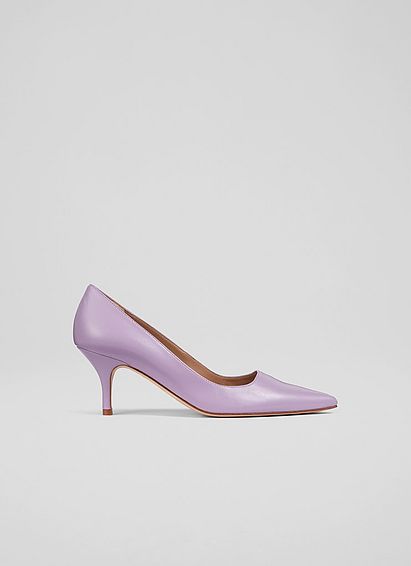 Beatrice Lilac Leather Pointed Toe Courts Purple, Purple