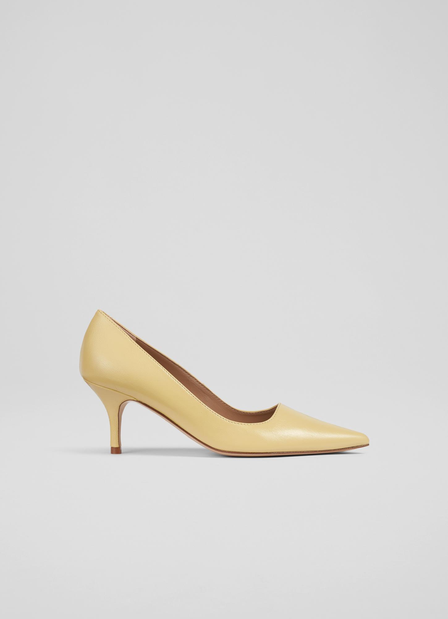 L.K.Bennett Beatrice Pale Yellow Leather Pointed Toe Courts, Yellow