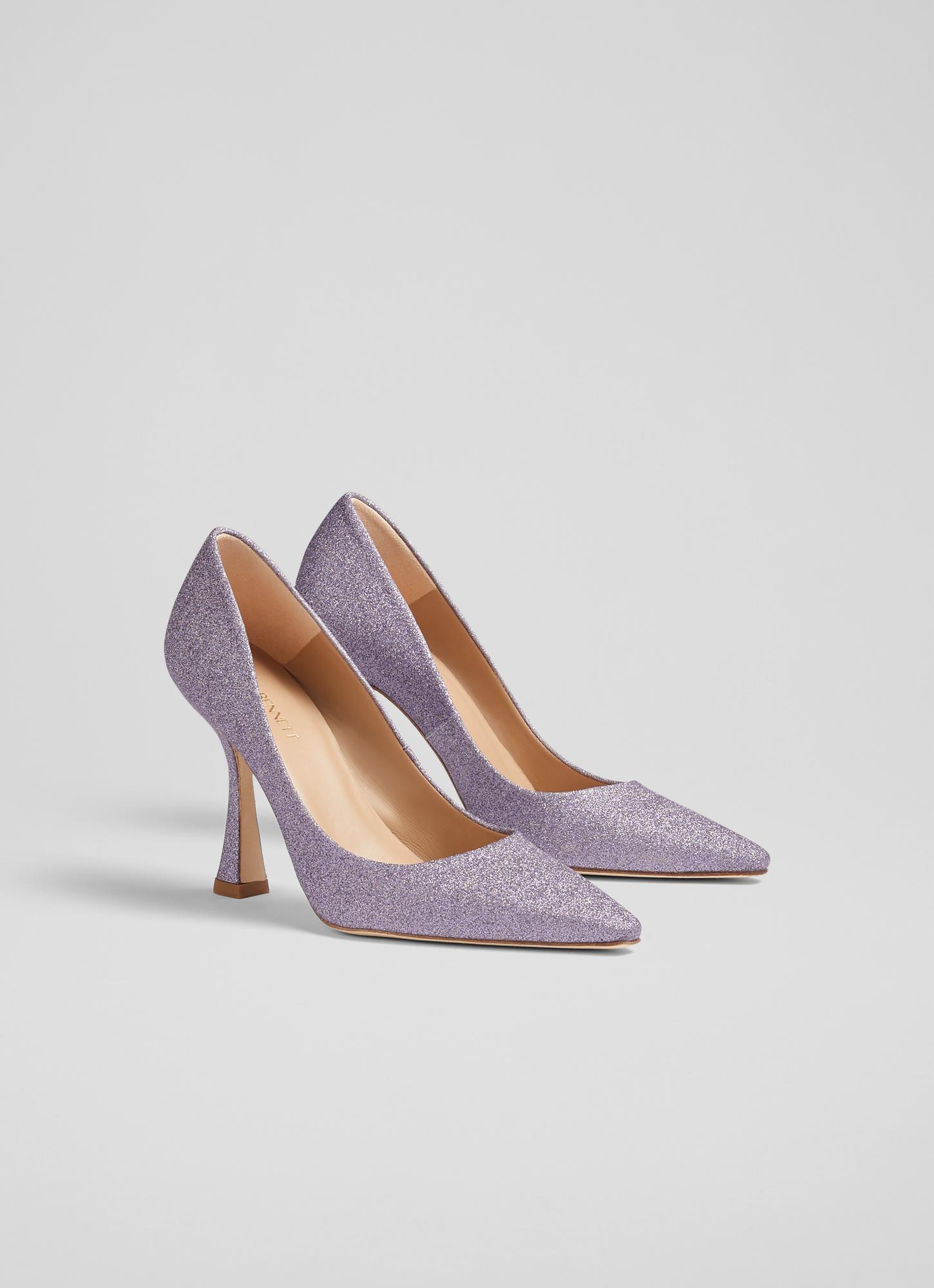 Saint Alyssa Crystal Embellished Purple Leather Heels – SaintG USA