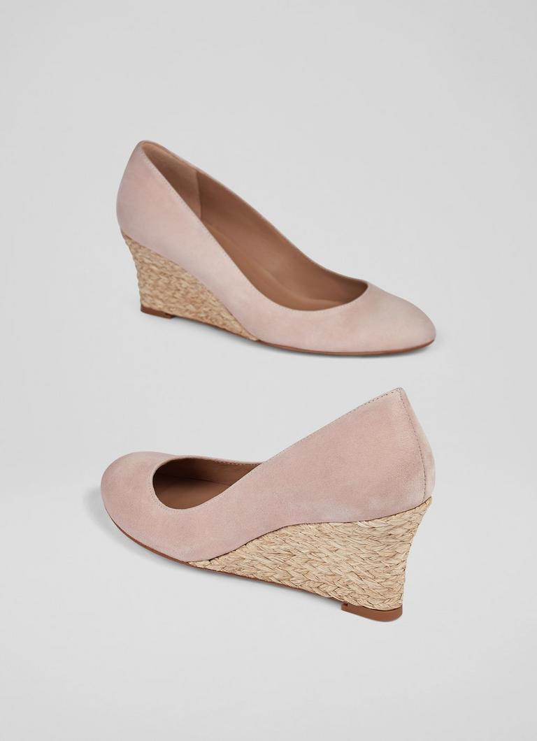 Pink top wedge shoes