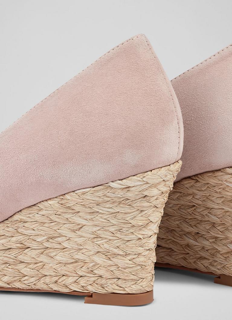 Eevi Pink Suede Espadrille Wedges Shoes Collections L.K