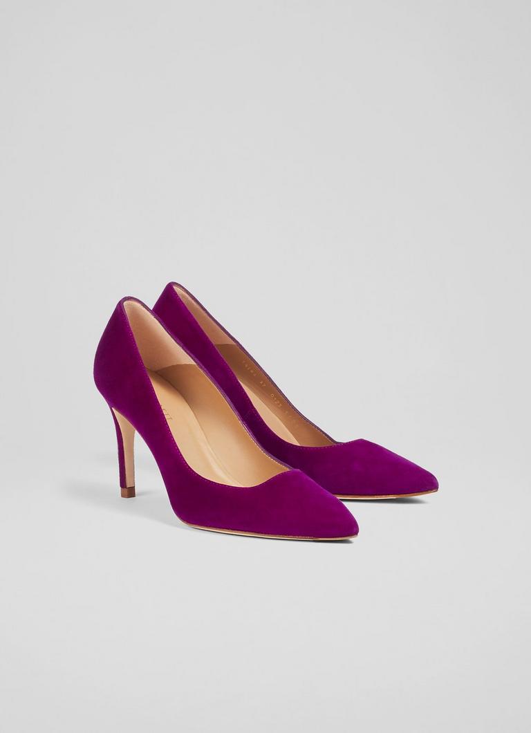 Floret Magenta Suede Pointed Toe Courts Sale Collections L.K.Bennett London