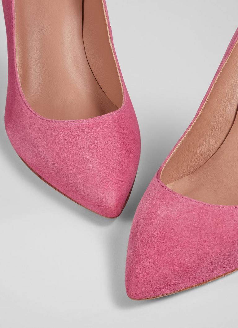 Floret Pink Suede Pointed Toe Courts Occasion Shoes