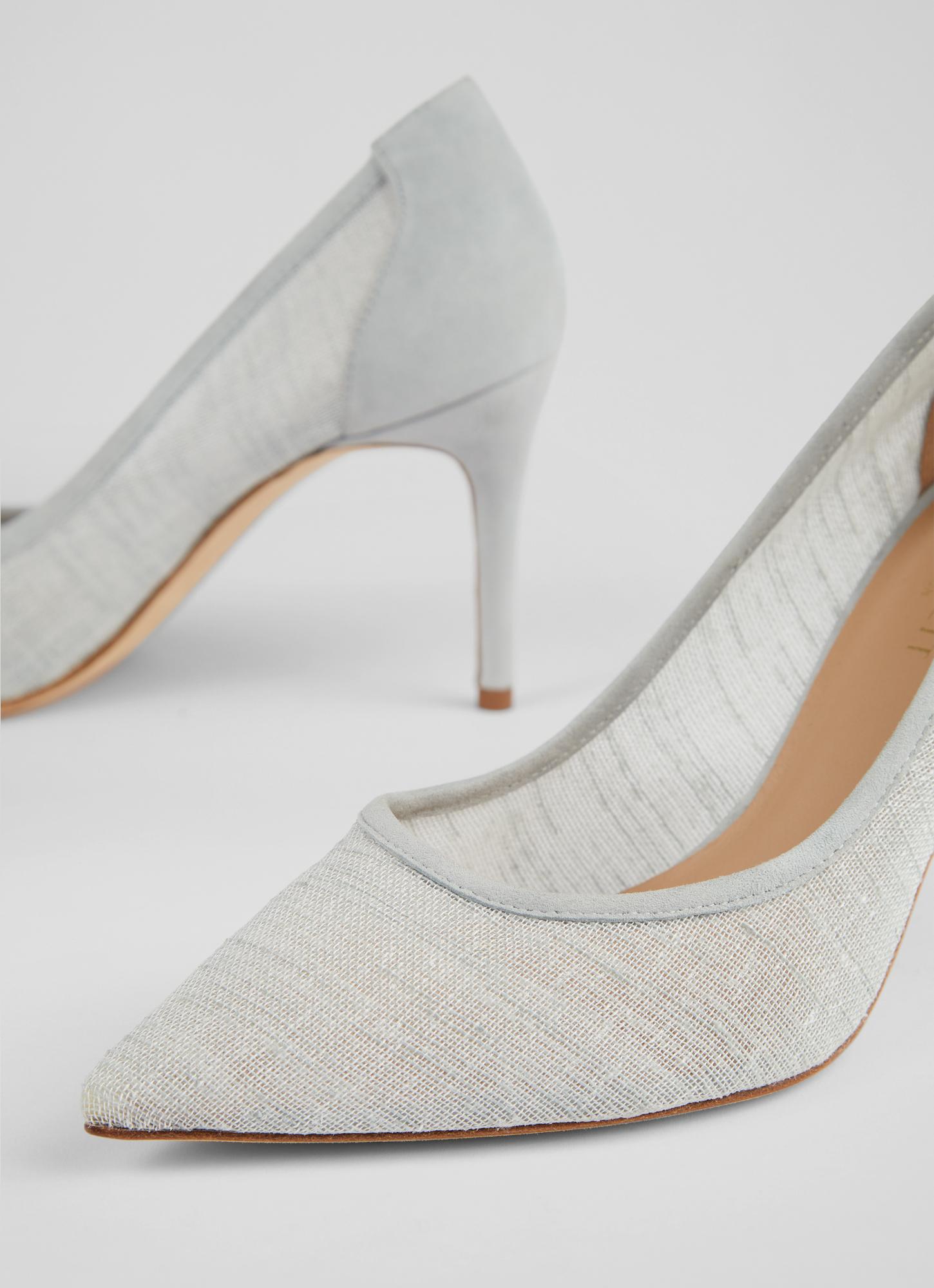 Megan Eau de Nil Linen Pointed Toe Courts Sale Collections