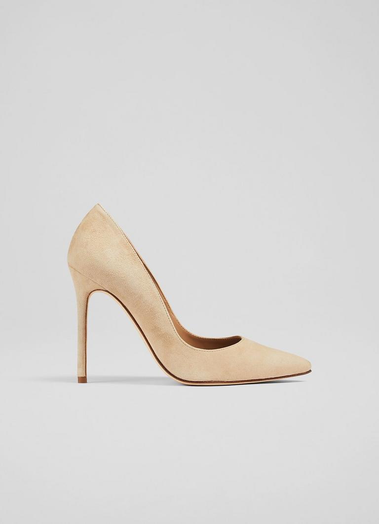 Monroe Beige Suede Pointed Toe Courts Sale Collections L.K.Bennett London