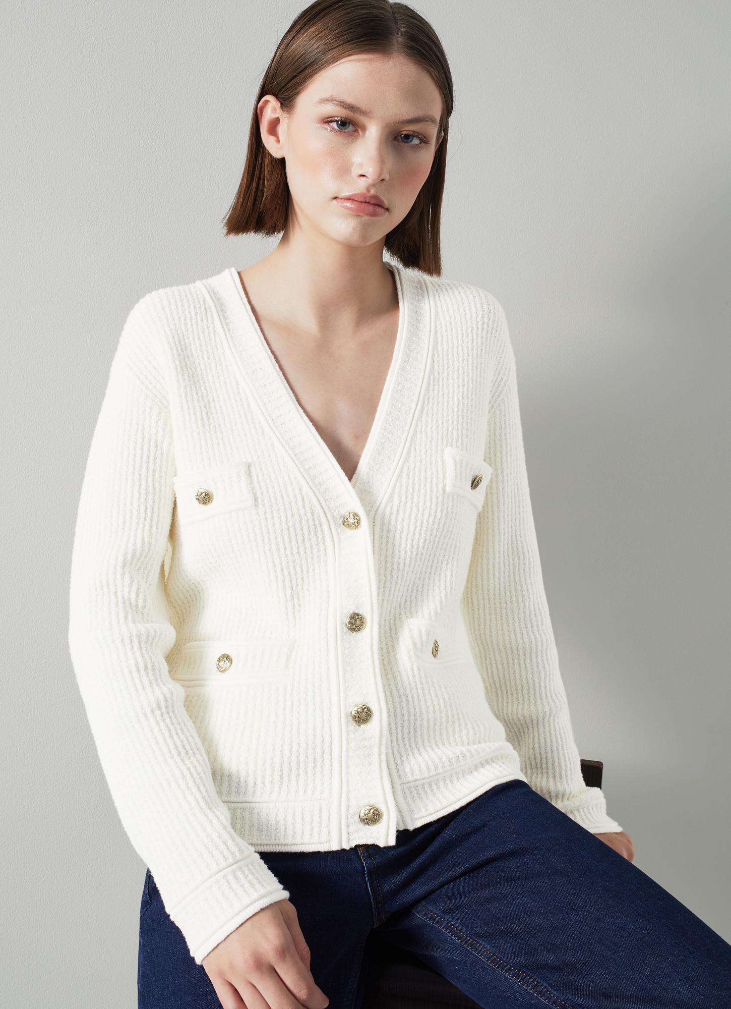 Harriet White Cotton Blend Cardigan Sale Collections