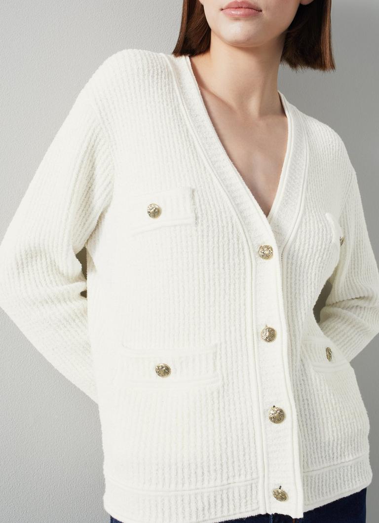 H&m White Cotton Cardigan Ladies Harriet White Cotton Blend