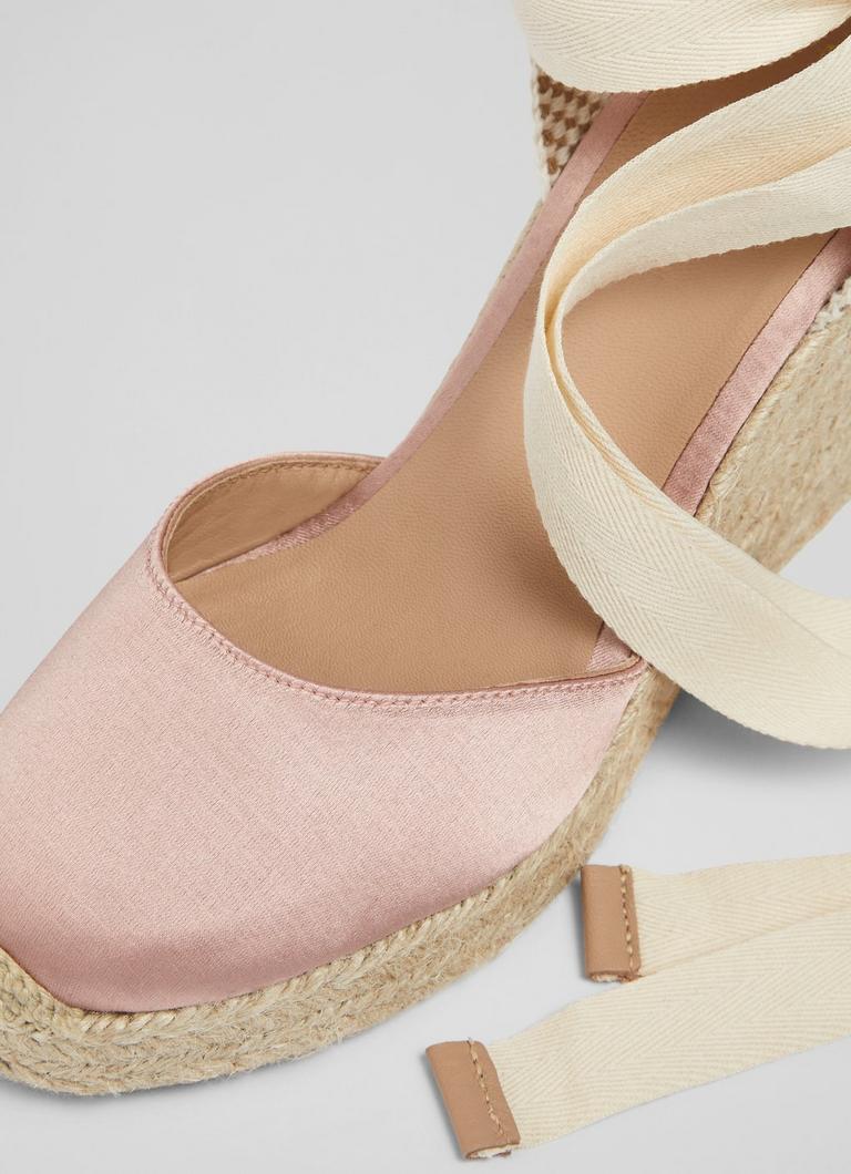 Esmerelda Pink Satin Espadrille Wedges Sale Collections L.K.Bennett London