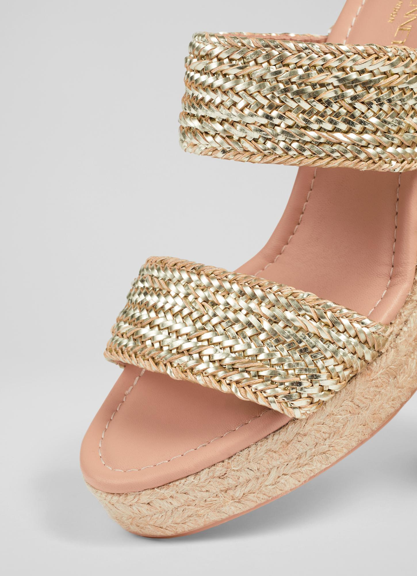 Gold Leather Wedge Mules New Look Faux Leather Metallic Strap