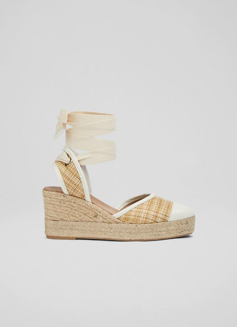 Zora Beige Jute And White Leather Espadrilles Sale Collections