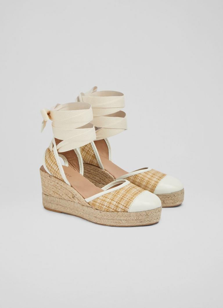 Beige online leather espadrilles