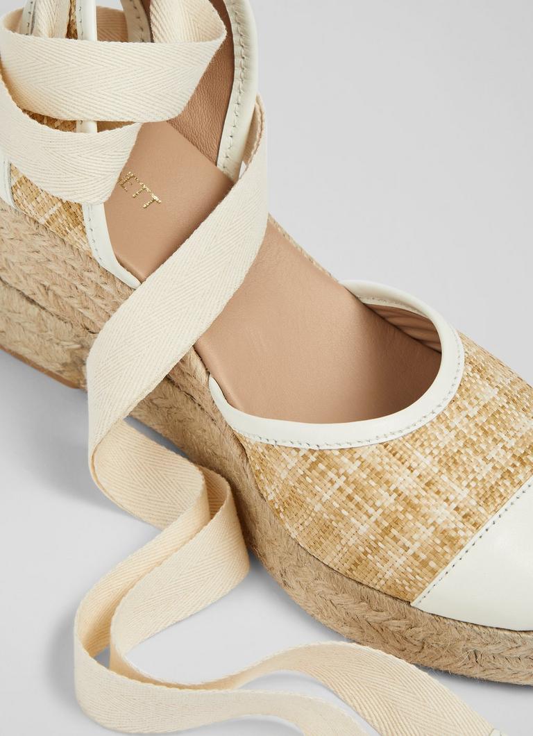 Zora Beige Jute And White Leather Espadrilles Sale Collections