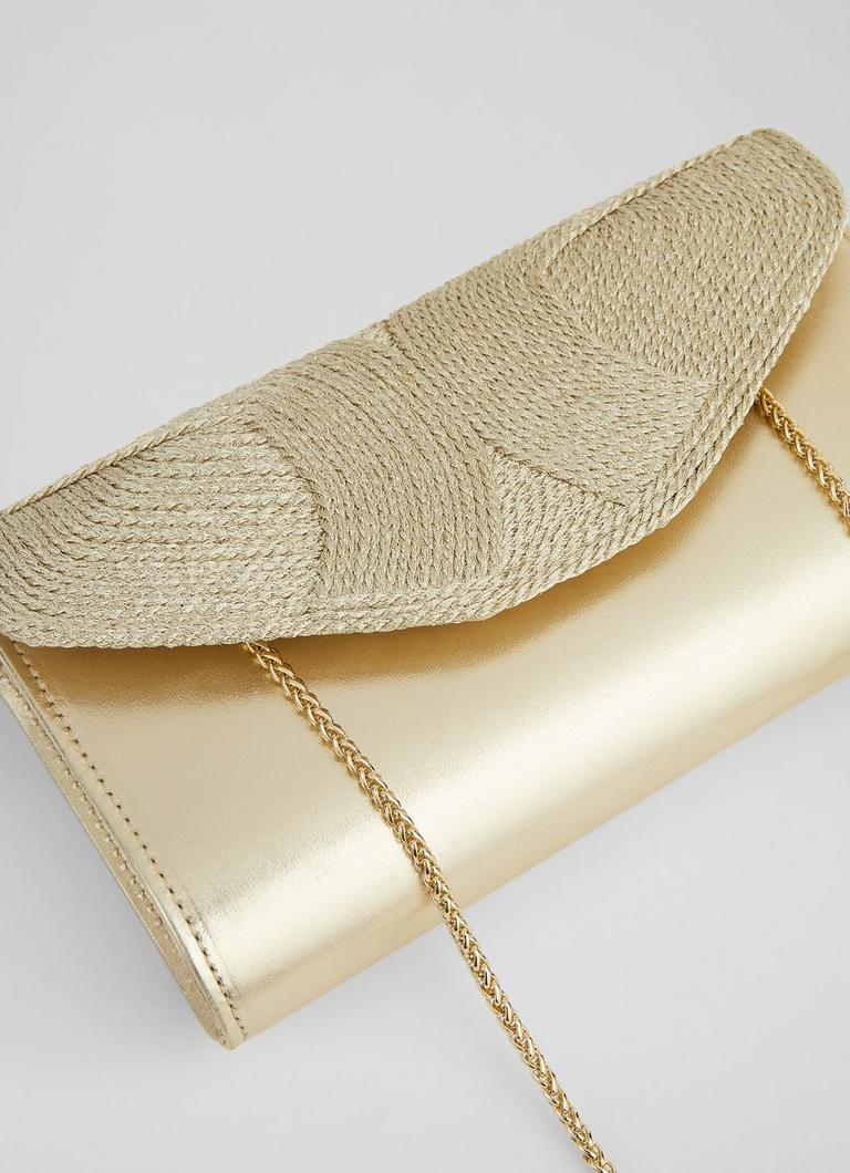 Giana Gold Leather and Rope Clutch Bag L.K.Bennett London