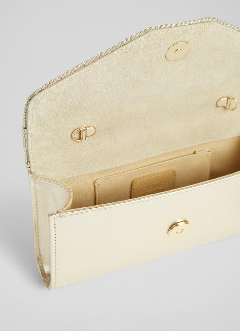 Giana Gold Leather and Rope Clutch Bag L.K.Bennett London