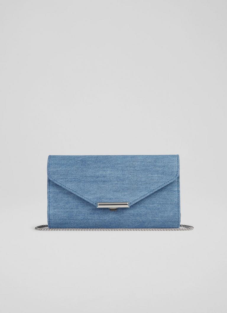 Lucy Blue Denim Clutch Bag