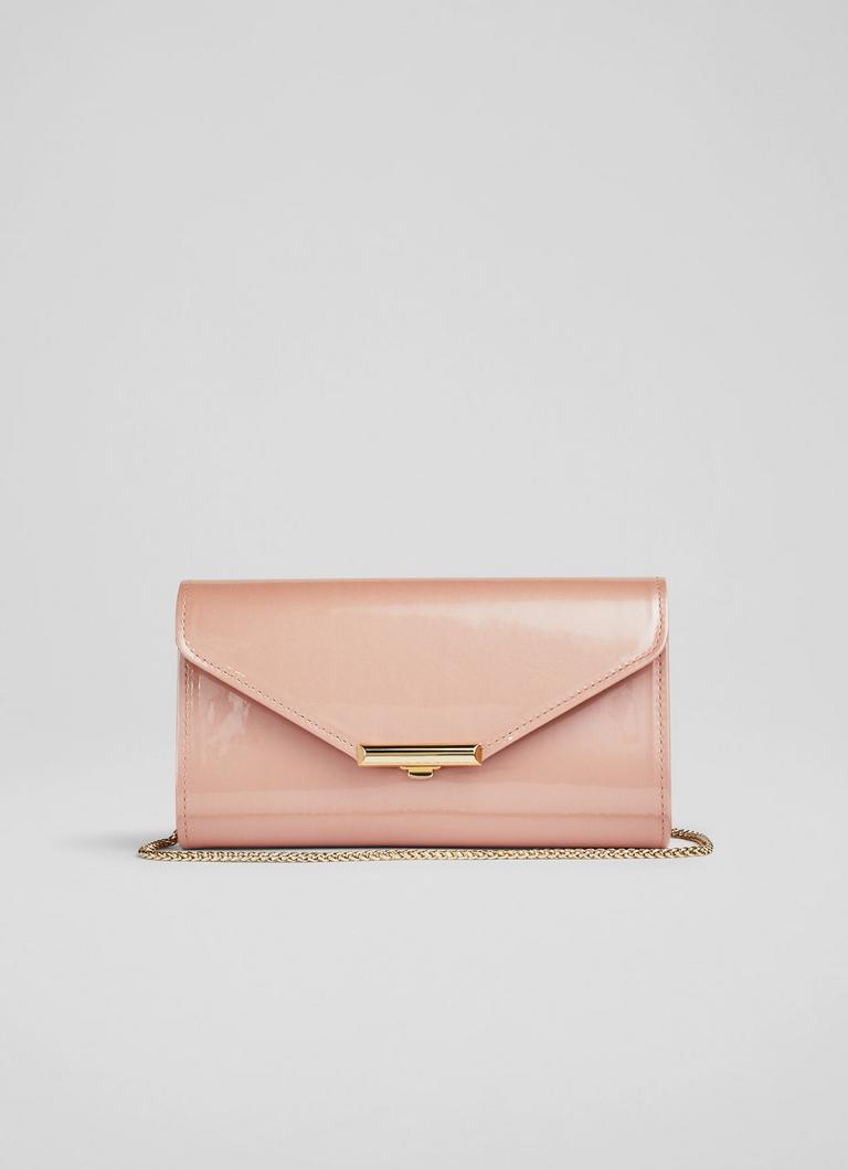 Lucy Pink Pearlised Patent Leather Clutch Bag Sale Collections L.K.Bennett London