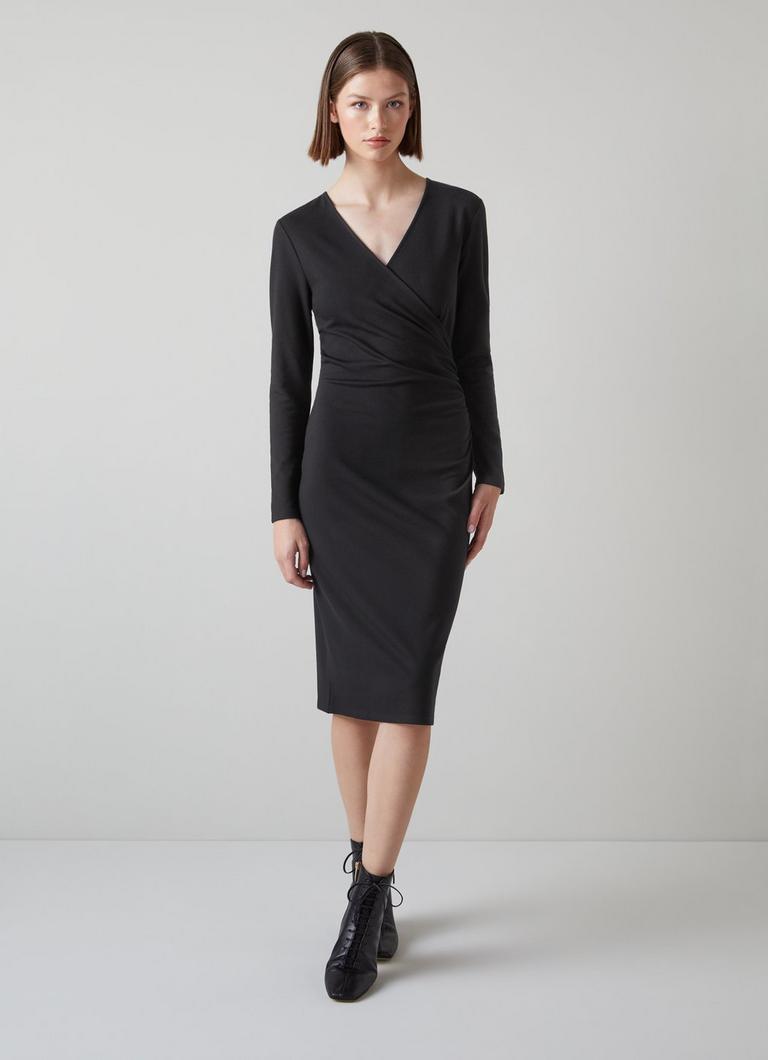 Alex Black Jersey Wrap Dress