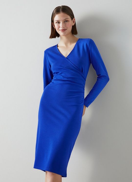 L.K.Bennett Alex Blue Jersey Wrap Dress, Blue