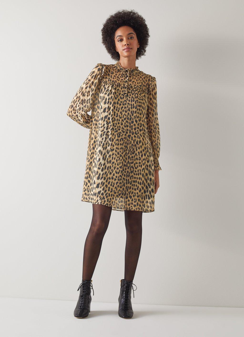 Edie Leopard Print Ruffle Collar Dress | Sale | Collections | L.K.Bennett,  London